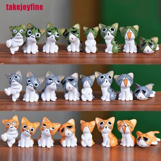 [takejoyfine] รูปปั้นเรซิ่น รูปแมว ชีสคาวาอี้ ขนาดเล็ก 8 ชิ้น