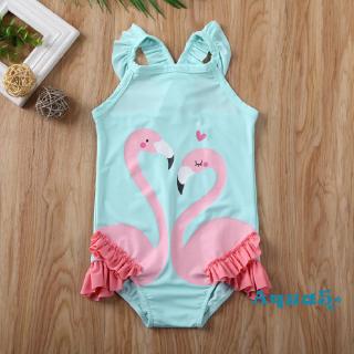 ชุดว่ายน้ําบิกินี่ลายนก flamingo สําหรับเด็กเล็ก