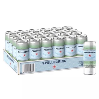 🌟พร้อมส่ง🌟San Pellegrino Sparkling Mineral Water Can 330 ml 24 กระป๋อง น้ำแร่อัดแก๊สธรรมชาติ ขนาด 330 ml กระป๋อง