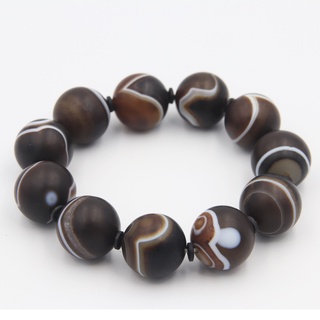 กำไลแบล็คอาเกต Black agate ขนาด 20 มม