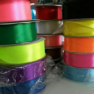 ริบบิ้นผ้า กว้าง 1" (1×5หลา) เนื้อผ้าซาติน (พร้อมส่ง)