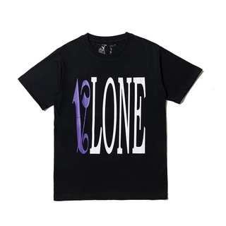 เสื้อยืดแขนสั้นลําลอง ผ้าฝ้าย พิมพ์ลาย VLONE สีม่วง สไตล์สปอร์ต แฟชั่นสําหรับผู้ชาย และผู้หญิง