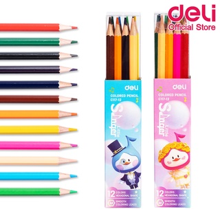 Deli C117-12 Colored Pencil 12 colors ดินสอสีไม้ 12 สี สีไม้ ดินสอสี เครื่องเขียน สีไม้ระบายภาพ อุปกรณ์เครื่องเขียน