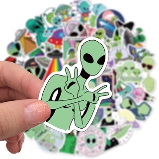 พร้อมส่ง E.T UFO NASA SPACE CUTE INS sticker สติกเกอร์กันน้ำรูปแบบที่แตกต่างกัน 50ชิ้น USA