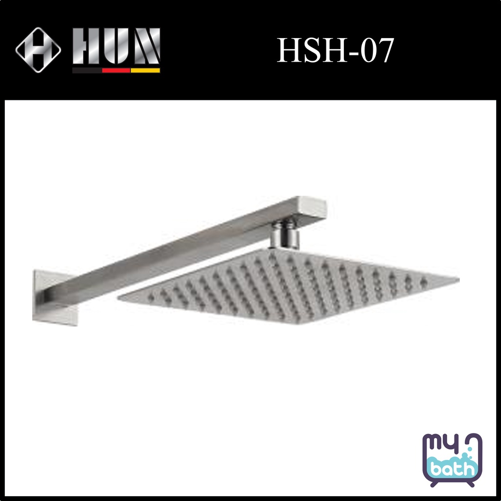HUN HSH-07 SUS 304 หัวฝักบัว 10" พร้อมแขน (สี่เหลี่ยม)