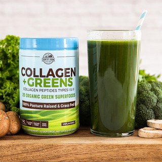 ผงรวมผักสีเขียว + คอลลาเจน Collagen + Greens Superfood Unflavored 10.6 oz (300 g) By Country Farms