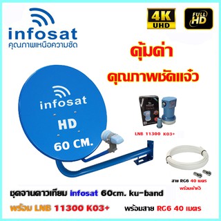 ชุดจานดาวเทียม INFOSAT 60CM. + LNB Univeral + พร้อมสาย 40เมตร