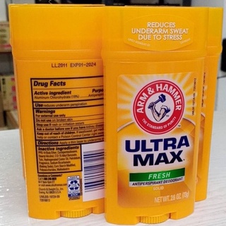 Arm &amp; Hammer โรลออนระงับกลิ่นกาย, Ultra Max กลิ่นสดชื่น ยาวนาน 48 ชม. (73 g)