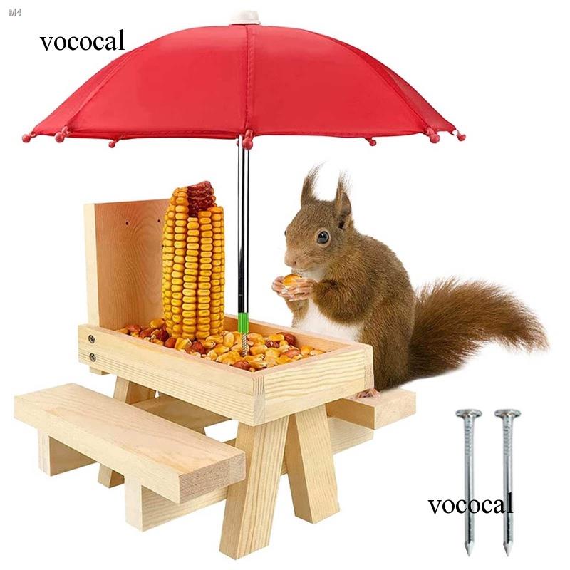Cute Hanging Mini Picnic Table for Squirrels and Chipmunk with Corn Cob Holder Good Squirrel Gifts for Squirrel Lovers DIY Color Squirrel Picnic Table Feeder 