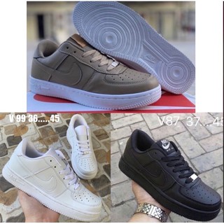 Nike Air Force 1(size37-45)มี3สี รองเท้าผ้าใบหนังสีดำล้วน สีแทน สีขาว