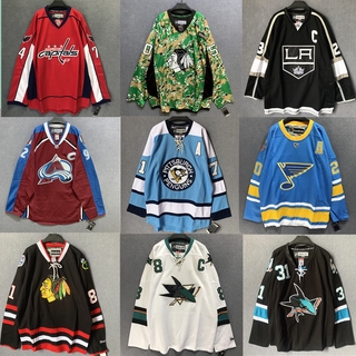 เสื้อยืดแขนยาว ปักลาย Nhl Hockey Jersey Hockey สไตล์ฮิปฮอป แฟชั่นเรโทร และยุโรป และอเมริกา สําหรับผู้หญิง