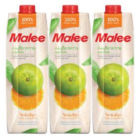 ส่งฟรี  มาลี น้ำส้มเขียวหวาน100% ขนาด 1000ml ยกแพ็ค 3กล่อง MALEE TANGERINE JUICE 1L 1ลิตร     ฟรีปลายทาง