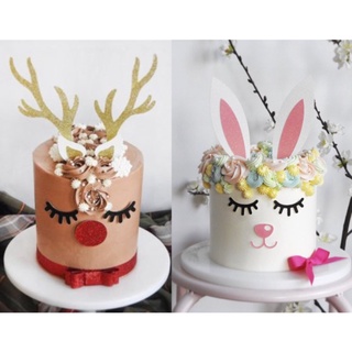 Christmas Cake Decoration Set Christmas Elk Cake Topper Rabbit Cake Decor for Kids Series 1