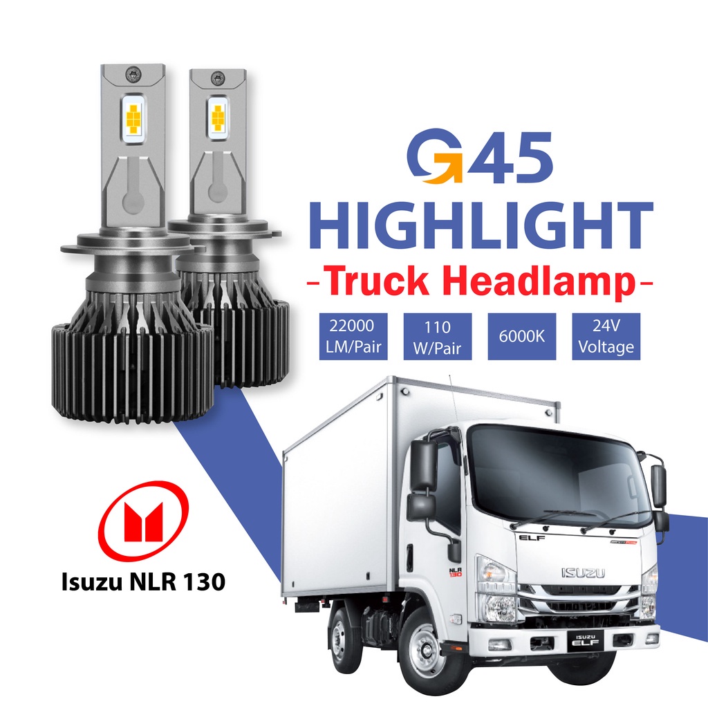 2pcs *รับประกัน 1 ปี* Isuzu NLR 130 Truck&Lorry LED ไฟหน้า Highlight Headlamp 24V H1 H4 H7 H8/H11