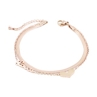 สร้อยข้อมือ LAROV รุ่น BR53-01 สีพิ้งค์โกลด์ สแตนเลสแท้