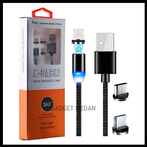 สายเคเบิลข้อมูลแม่เหล็ก 3-IN-1 - สายเคเบิลข้อมูลแบบเสียบปลั๊ก 360 สําหรับ IPHONE/Type C/MICRO - Gadg