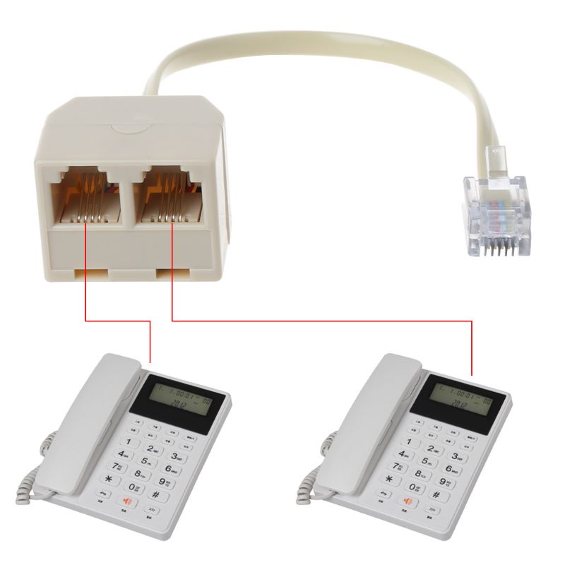 Seas RJ11 ถึงคู่ RJ11 ซ็อกเก็ตพอร์ตหญิง Splitter RJ11 ปลั๊ก 2 แจ็คอะแดปเตอร์สายโทรศัพท์ Cat3 6P4C Connector 1 ถึง