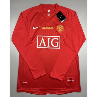 เสื้อบอล ย้อนยุค แขนยาว แมนยู 2007 เหย้า Retro Manchester United Home Final Moscow เรโทร คลาสสิค 2007-09