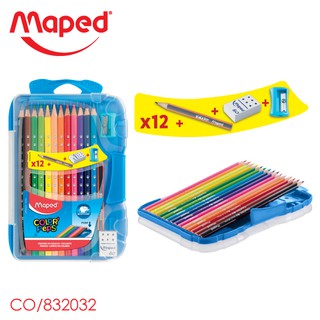 ชุดสีไม้ 12 สี COLORPEPS Maped ดินสอสี 12 สี, ดินสอไม้ HB, ยางลบ และ กบเหลาดินสอ (จำนวน 1 ชุด)