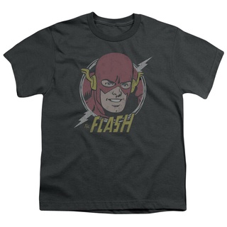 เสื้อยืดผ้าฝ้ายพิมพ์ลายขายดีเสื้อยืด ผ้าฝ้าย 100% พิมพ์ลายการ์ตูน The Flash สไตล์วินเทจ แฟชั่นสําหรับผู้ชาย