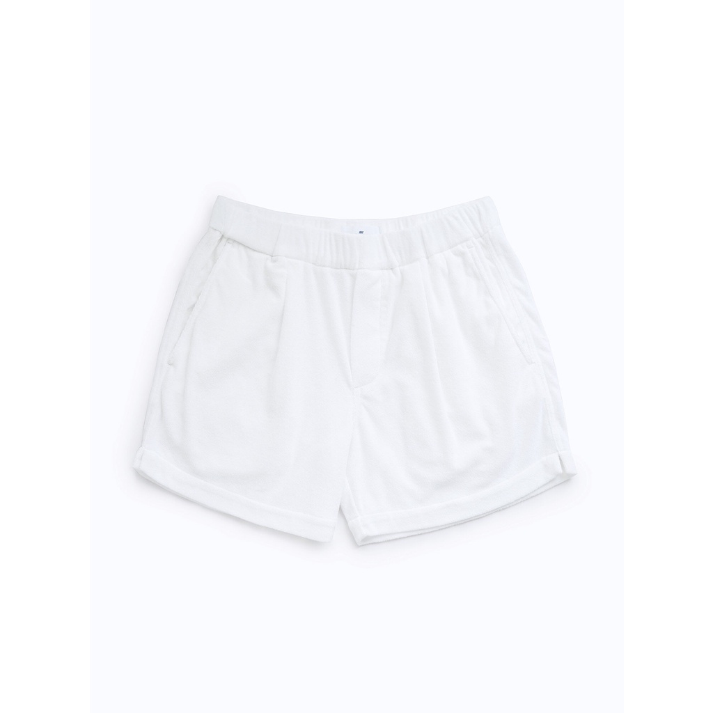 [JBB*] WHITE TERRY CLOTH EASY SHORTS เจบีบี กางเกงขาสั้น กางเกงขาสั้นลำลอง กางเกงเอวยางยืด ผ้าคอตตอน สีขาว