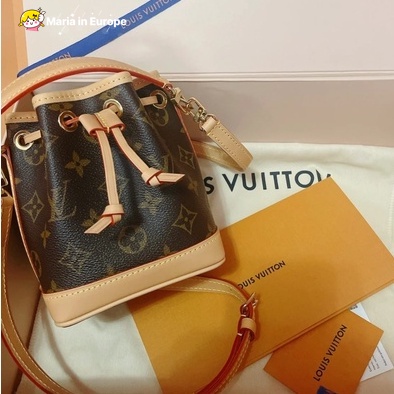 Maria LV /Louis Vuitton M81266 NANO NOÉ Old flower mini bucket bag tote mini detachable single handle slant backpack