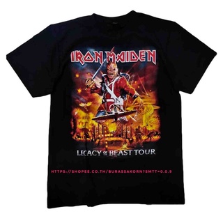 คอตต้อนคอกลม♧เสื้อวง Iron Maiden rock Tshirt เสื้อวงร็อค Iron MaidenS-5XL