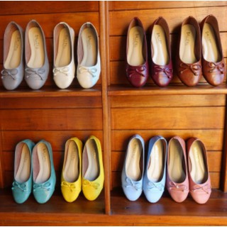 Balley Shoes รองเท้าคัทชูผู้หญิง สีเขียว/ฟ้า/ชมพู/ขาว รองเท้าส้นแบนหัวมน