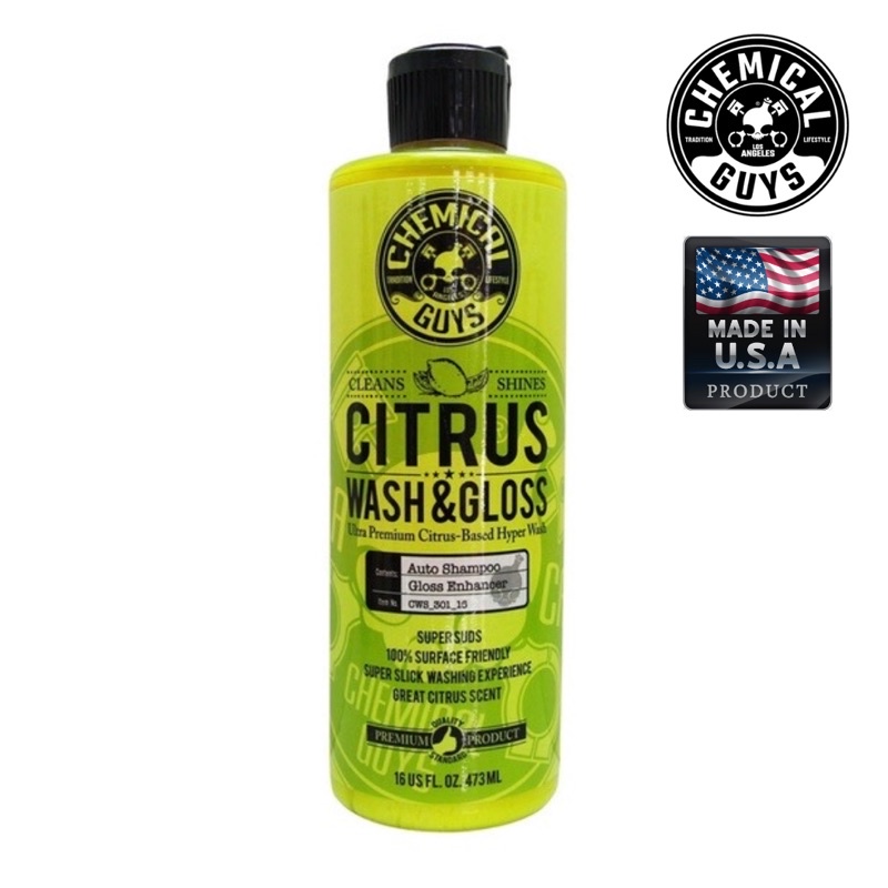 (ของแท้ %) Citrus Wash & Gloss Shampoo (16 oz) Chemicalguys แชมพูล้างรถยนต์