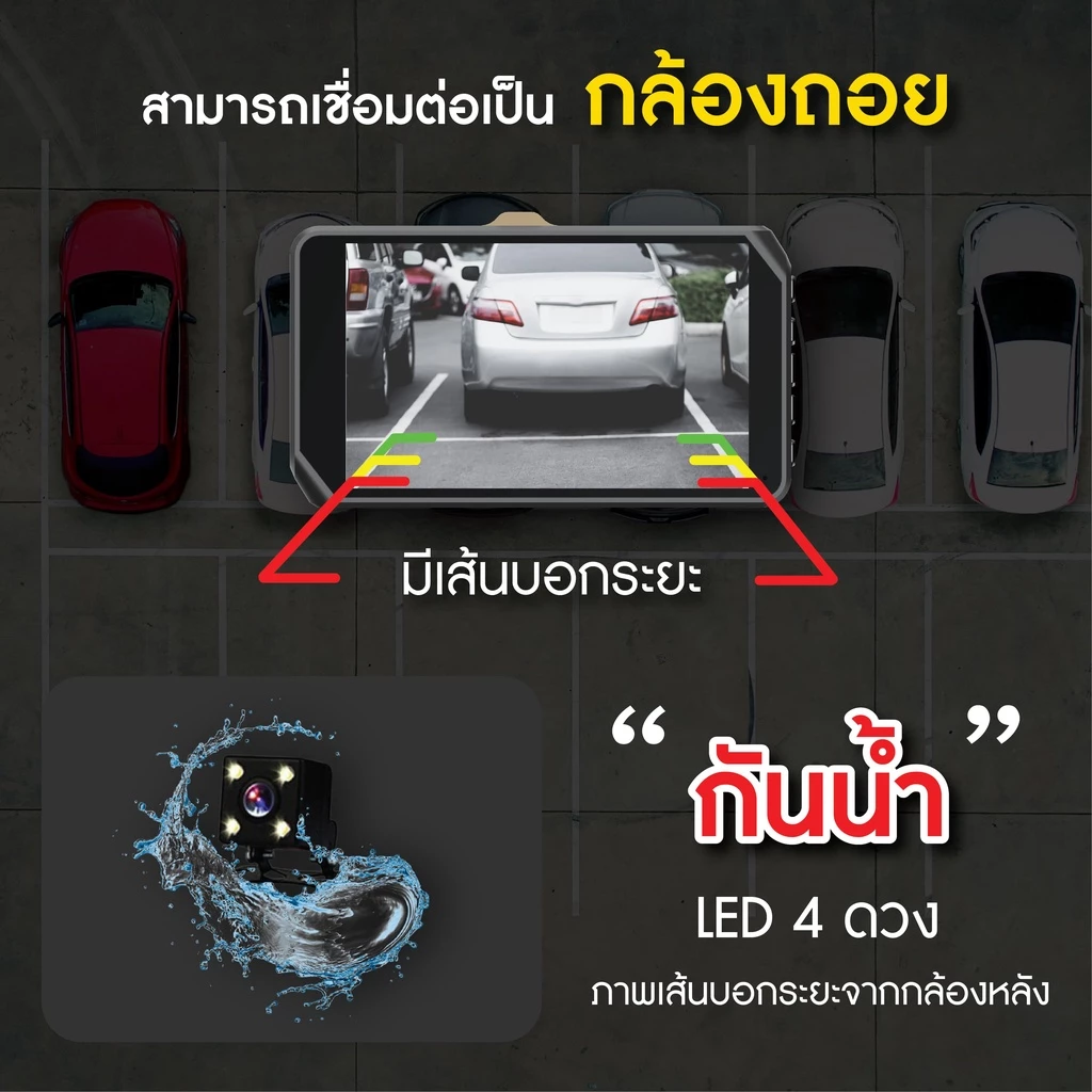 กล้องติดรถยนต์ Super HD 1296P หน้า-หลัง จอ4 นิ้ว WDR 4.0" IPS screen กล้องSONY กลางคืนชัดเจนHD มีระบบ ชัดในโหมดกลางคืน thumbnail 5