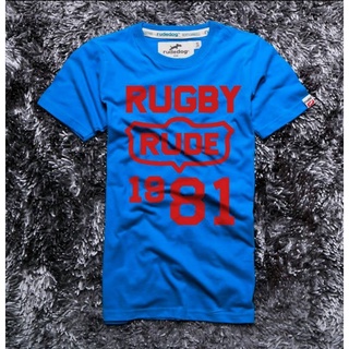 rudedog เสื้อคอกลม  ชาย หญิง รุ่น Rugby สีฟ้า