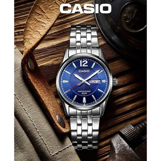 นาฬิกาผู้ชาย CASIO รุ่น MTP-1335D-2A  สายแสตนเลส หน้าปัดน้ำเงินเข้ม กันน้ำ 50 เมตร -ของแท้ รับประกัน 1 ปี