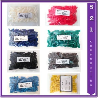 【ราคาขายส่ง】【10ชิ้น/แพ๊ค】ปลอกหุ้มหางปลา, ปลอกสี Vinly End Cap, V-2/ V-3.5/ V-5.5/ V-8/ V-14/ V-22