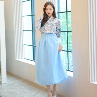 ใส่โค้ด1IB57ลด80 Boraunnii กระโปรงซีทรูยาว (เฉพาะกระโปรงซีทรู) 생활한복