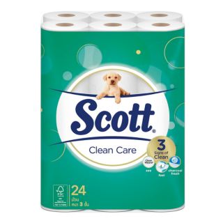 สก๊อตต์ คลีนแคร์ กระดาษชำระ หนา3ชั้น ยกแพ็ค 24ม้วน กระดาษทิชชู่ SCOTT CLEAN CARE TISSUE