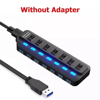 USB 3.0 Hub USB Splitter 3 Habใช้อะแดปเตอร์ไฟ4/7พอร์ตหลายExpander USB 3.0 Hub ON/ปิด,สำหรับPC