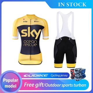 [มาใหม่] Sky เสื้อกีฬาแขนสั้น กางเกงขาสั้น ลายทีมจักรยานเสือภูเขา สําหรับผู้หญิง และผู้ชาย