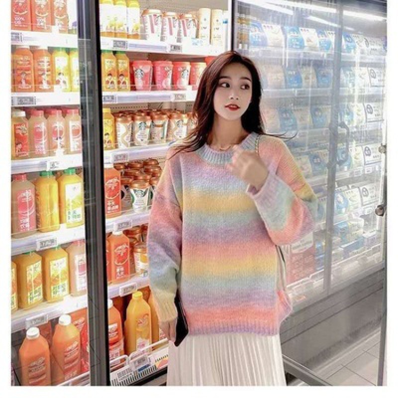 RAINBOW SWEATHER เกาหลี CARDIGAN SWEATHER เกาหลีผู้หญิง SWETER PREMIUM KNITTED MATERIAL