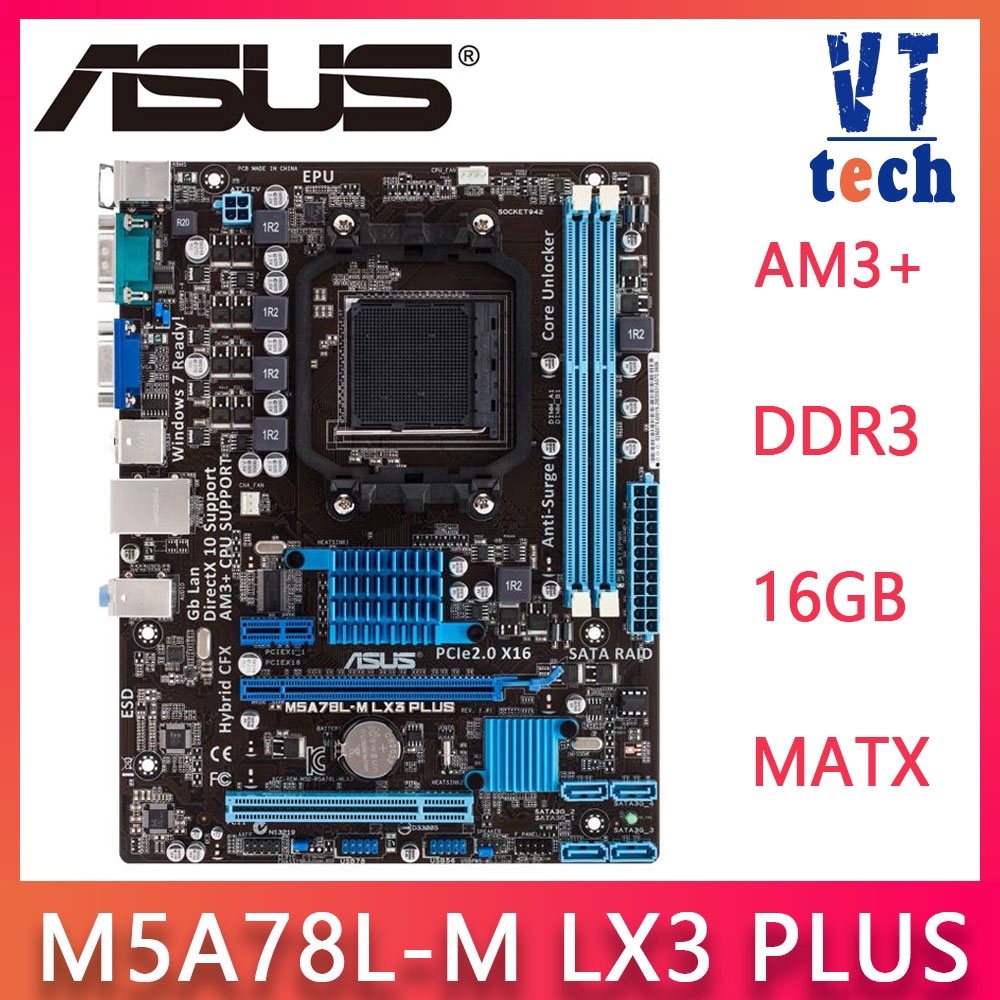 M5A78L-M LX3 PLUS เมนบอร์ดเดสก์ท็อป 760G 780L ซ็อกเก็ต AM3 + DDR3 16G Micro ATX UEFI BIOS ใช้เมนบอร์