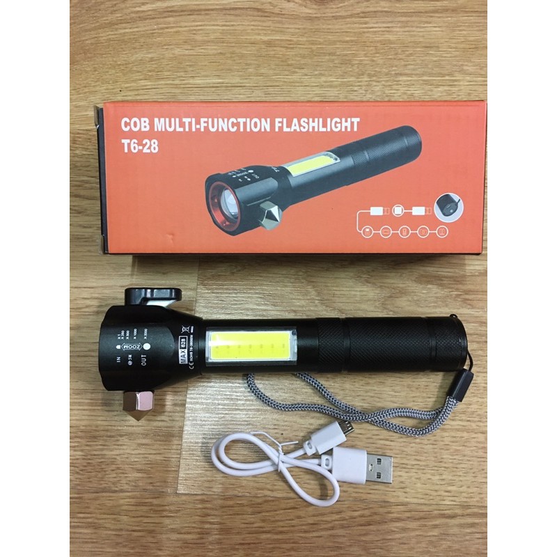 ไฟฉายทุบกระจก COB Multi-Function Flashlight รุ่นT6 - 28 #ขายดี