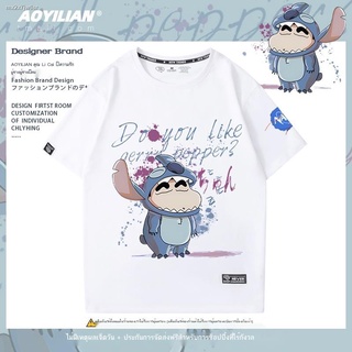 เตรียมจัดส่ง►❈Crayon Xiaoxin Stitch NASA astronaut joint เสื้อยืดแขนสั้น ins Interstellar baby tide ยี่ห้อผู้ชายและผู้หญ