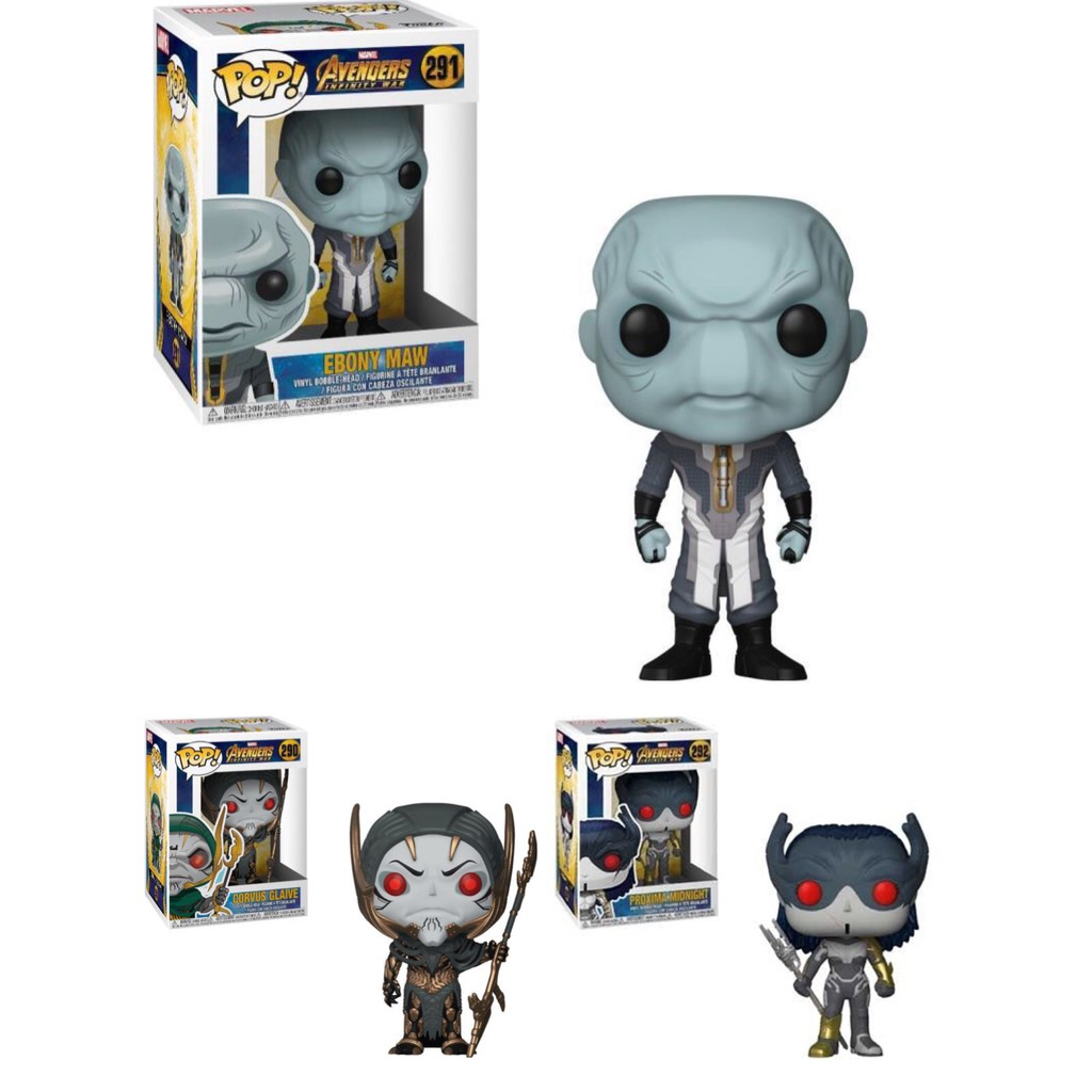 FUNKO POP ไวนิล Figurine Avengers 3 Infinity War Proxima Midnight /Corvus Glaive/Ebony Maw ตัวเลขการ