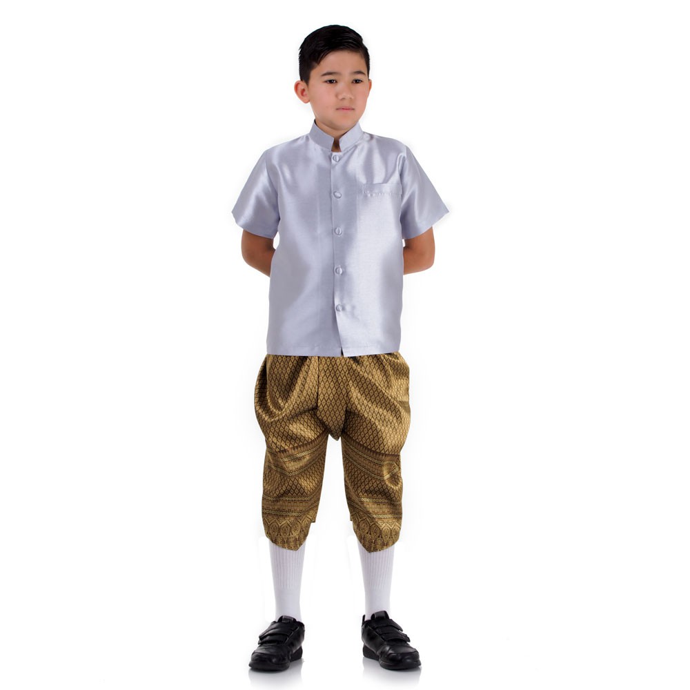 ชุดไทยเด็ก ชุดพี่หมื่นเด็ก ชุดไทยประยุกต์ ชุดไทยเด็กชาย ชุดลอยกระทง ชุดผ้าไหมเด็ก THAI244