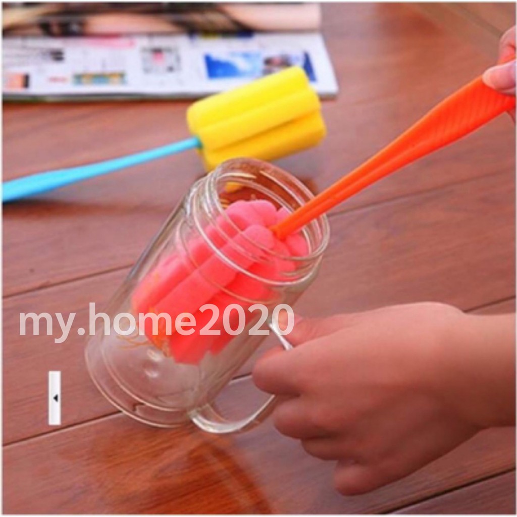 แปรงล้างขวดนมฟองน้ำ แปรงล้างเเก้ว มีด้ามจับ #D-0046