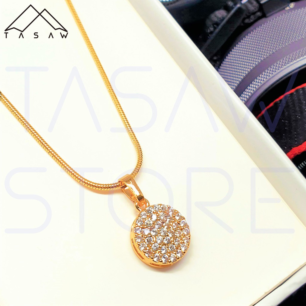 Tsw001 - สร้อยคอไทเทเนียม จี้ทรงกลม สีทอง เครื่องประดับแฟชั่น