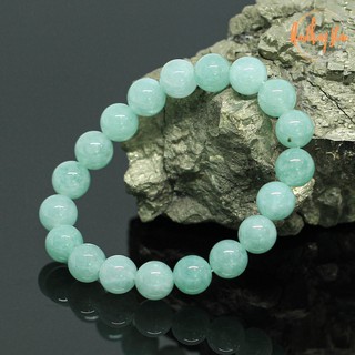 กำไลหิน แต่งสี อมาโซไนท์ ขนาด 10 มิล Amazonite กำไลหินมงคล หินสี หินสีนำโชค หินสีฟ้า หินสีเขียว by.ออมทอง