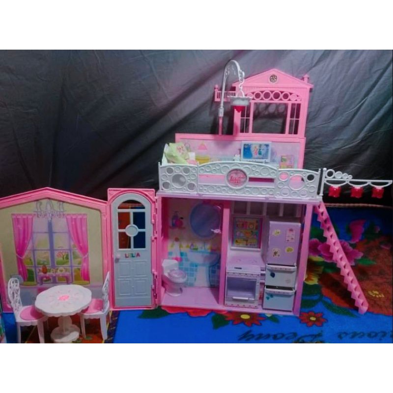 บ้านตุ๊กตาบาร์บี้  Barbie house บ้าน2ชั้น มีเสียง มีไฟ