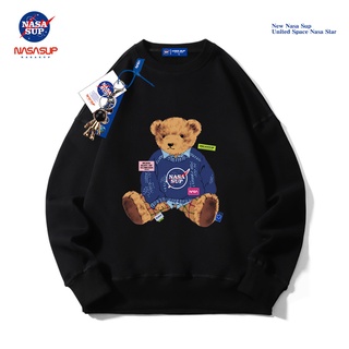 เสื้อกันหนาวคอกลมพิมพ์ลาย Nasa Official Joint Bear ทรงหลวมสําหรับผู้ชาย