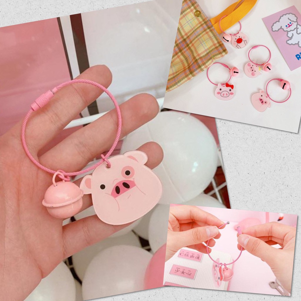 พวงกุญแจ หมูน้อย อะคริลิค พร้อมกระดิ่ง พวงุญแจน่ารัก แฟชั่น 3D สีสันสดใส ห้อยกระเป๋า ห้อยโทรศัพท์ สไตล์เกาหลี