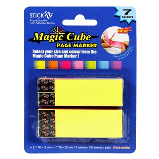 กระดาษโน้ตกาวในตัว ชนิดกาวหัว MAGIC CUBE Page Marker STICKN #21306 ขนาด 76x12, 76x25 มม. คละสีนีออน (PC)